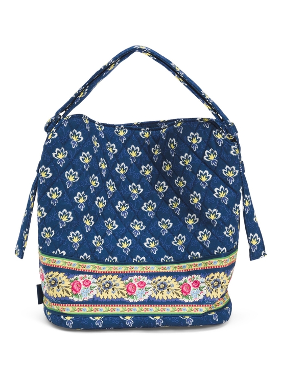 Vera Bradley Handbags - Vera Bradley Navy Quilted Shoulder Bag with Floral Band
